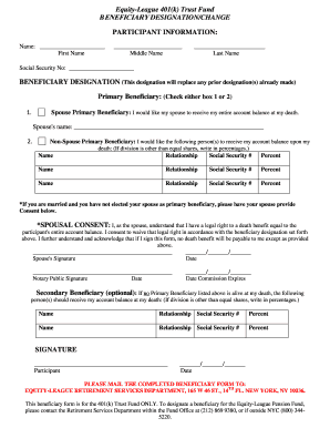 401(k) Beneficiary Designation Form