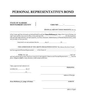 Alabama Personal Representative's Bond