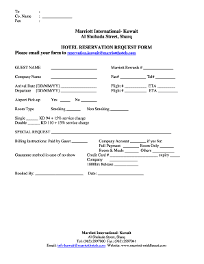 Marriott Kuwait Hotel Reservation Request Form