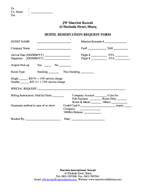 Hotel Reservation Request Form