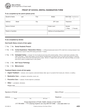 Illinois Student Health Examination Form