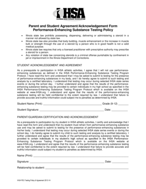 IHSA Performance-Enhancing Substance Testing Agreement
