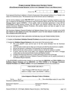 New Jersey Foreclosure Mediation Request Form