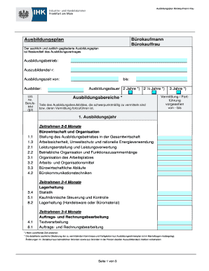 Ausbildungsplan Bürokaufmann/-frau