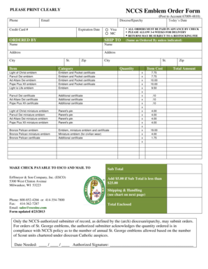 NCCS Emblem Order Form