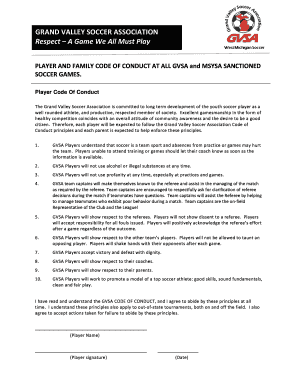 Grand Valley Soccer Association Code of Conduct