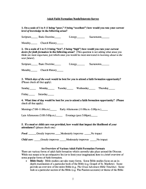 Adult Faith Formation Needs/Interests Survey