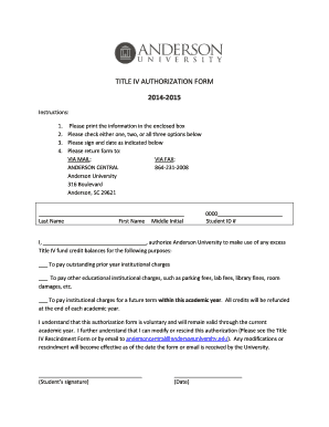 Title IV Authorization Form