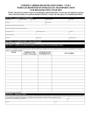 Unified Carrier Registration Form UCR-1