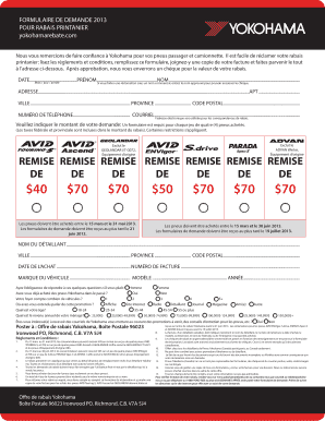 Formulaire de demande 2013 pour rabais printanier