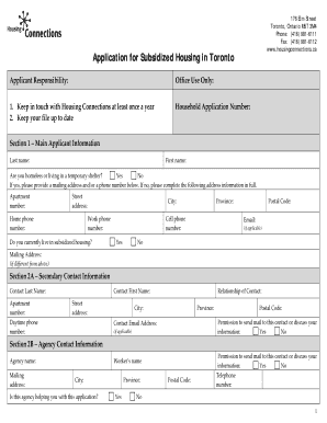 Application for Subsidized Housing in Toronto