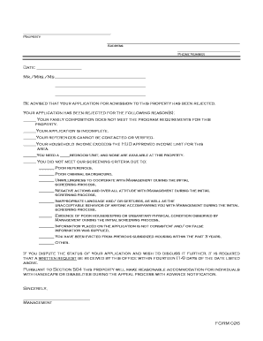 Property Application Rejection Notice