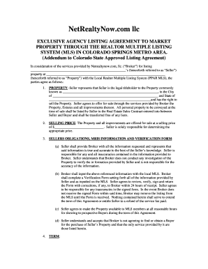 Exclusive Agency Listing Agreement