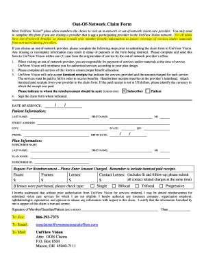 Out-of-Network Vision Claim Form