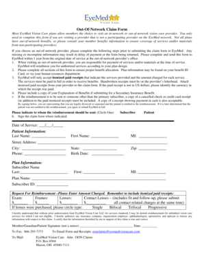 EyeMed Out-of-Network Claim Form