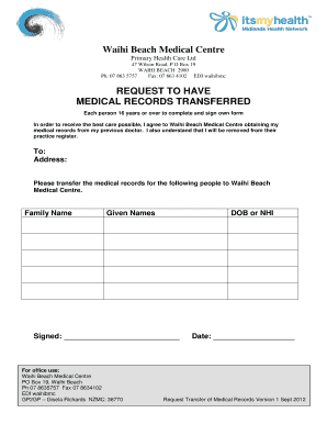Medical Records Transfer Request Form