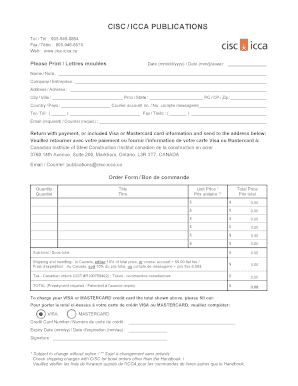 CISC ICCA Order Form