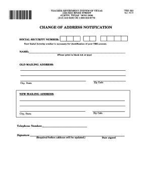TRS 358 Change of Address Notification