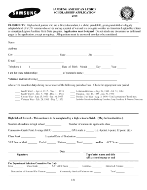 Samsung American Legion Scholarship Application