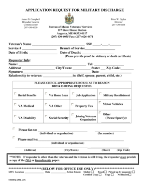 Application Request for Military Discharge