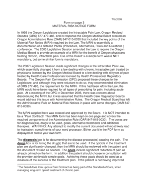Oregon Material Risk Notice Form