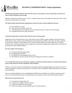 READING COMPREHENSION- Sample Questions