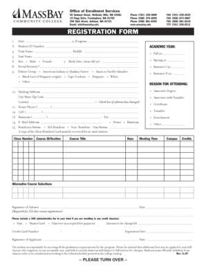 Massachusetts Community College Registration Form