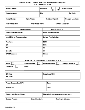 IEP Request Form