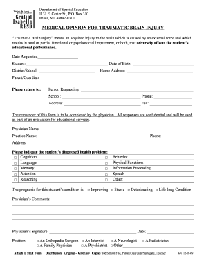 Medical Opinion for Traumatic Brain Injury