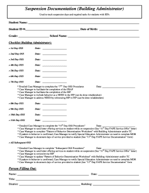 Student Suspension Documentation