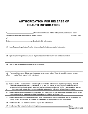 Authorization for Release of Health Information