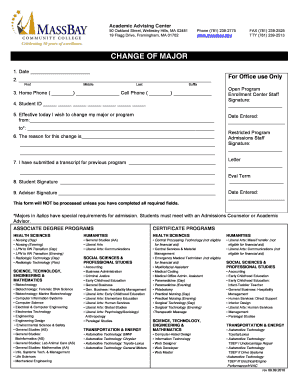 Change of Major Form