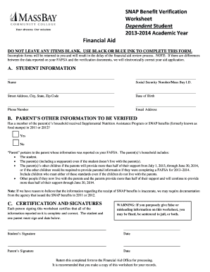 SNAP Benefit Verification Form