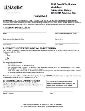 SNAP Benefit Verification Worksheet