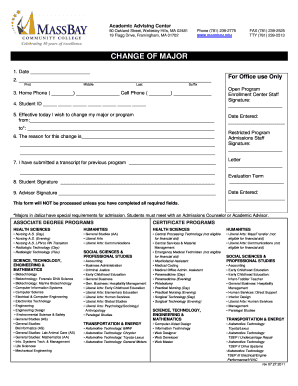 Change of Major Form