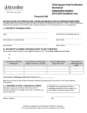 Child Support Paid Verification Form