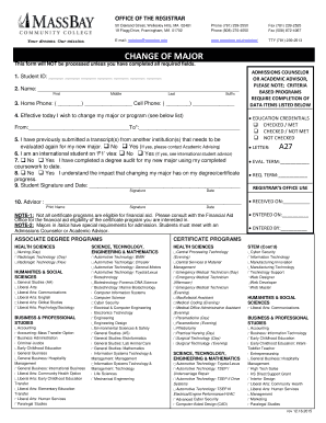 Change of Major Form