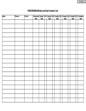 Body and Soul Contact List