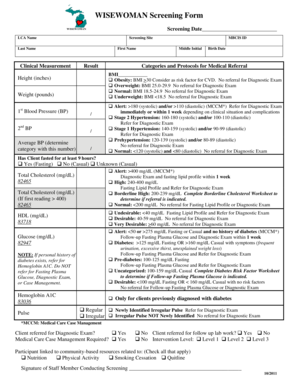 WISEWOMAN Screening Form