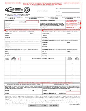 Blind Bill of Lading Short Form