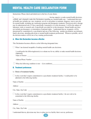 Mental Health Care Declaration Form