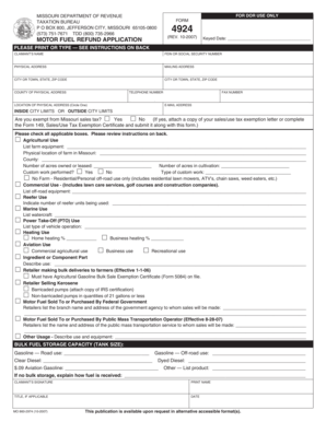 Missouri Motor Fuel Refund Application