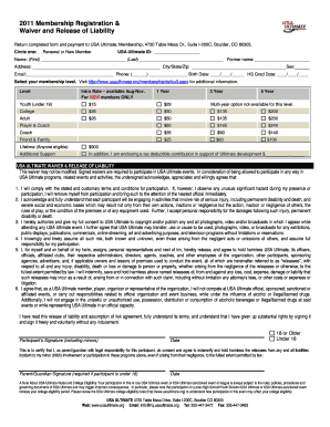 2011 Membership Registration & Waiver
