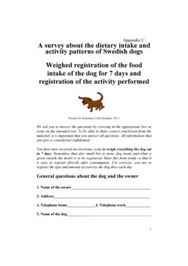 Swedish Dog Diet and Activity Survey