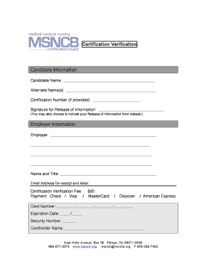 Certification Verification Form