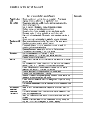 Event Day Checklist