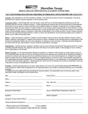 Shoreline Sweep Medical Release Form