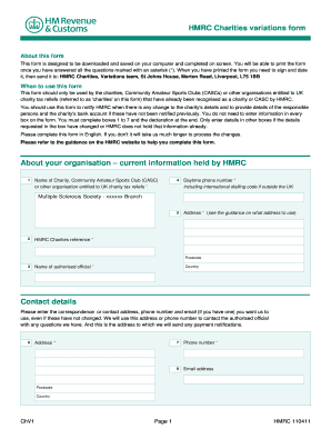 HMRC Charities Variations Form