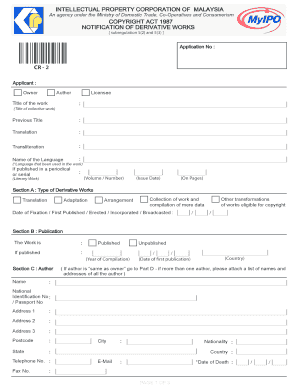 Malaysia Copyright Act 1987 Derivative Works Notification