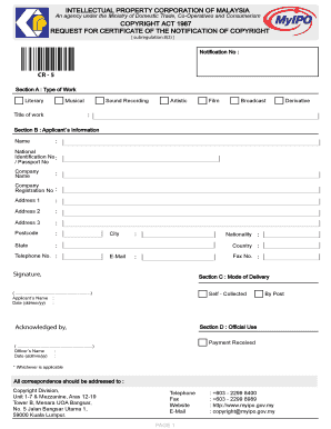 Malaysia Copyright Notification Request Form